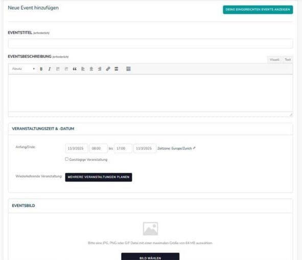 Neues Event erstellen